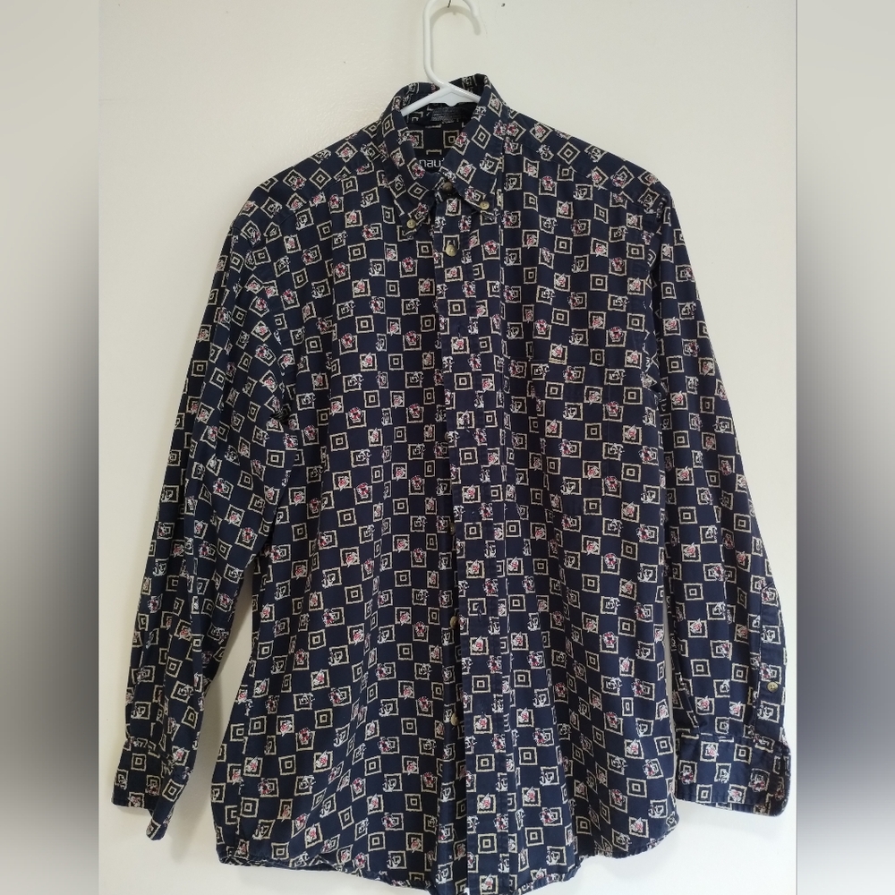 Vintage Nautica button up shirt nautical print size small